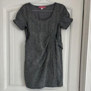 Charcoal Mini Dress with Gathered Detail